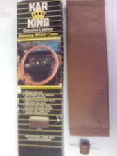 Vintage Genuine Leather Kar King Steering Wheel Cover Tan Chevy Ford Mopar