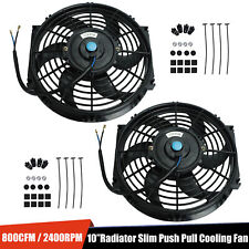 2 X 10inch Slim Fan Push Pull Electric Radiator Cooling 12v Mount Kit Universal