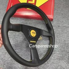 Momo Veloce Racing V1 350mm 14 Genuine Leather Sport Steering Wheel Yellow Butt