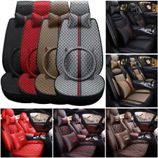 5 Car Seat Covers Luxury Leather Full Set Universal Front Rear Protector Cushion