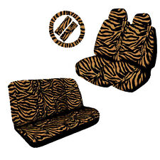Low Back Head Rest Front Back Seat Covers Zebra Tan