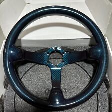 Hiwowsport 350mm Real Carbon Fiber Racing Car Blue Steering Wheel 6 Holes Bolts