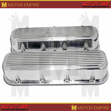 Fits 1965-95 Chevy Big Block Tall Polished Aluminum Valve Covers Finned Holeless