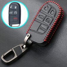 Remote Key Fob Cover Case Leather For Jeep Grand Cherokee Chrysler Dodge Fiat.
