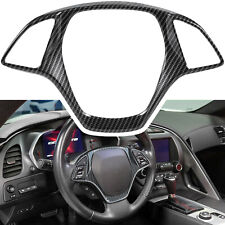 Carbon Fiber Interior Steering Wheel Cover Trim For Corvette C7 2014-2019 Black