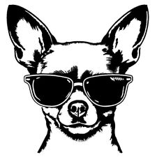 One Cool Chihuahua - Black Vinyl Graphic Decal Car Truck Windows Laptop Notebook