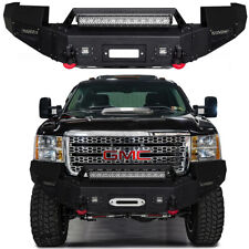 For 2011-2014 Gmc Sierra 2500 3500 Front Bumper With Winch Plate Led Lights