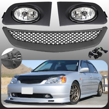 For 2001 02 2003 Honda Civic Sedan Front Mesh Grilleclear Lens Fog Lights Lamps