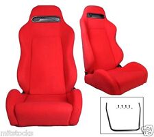 2 Red Cloth Racing Seats Reclinable Sliders Fit For Volkswagen New 