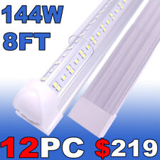 12 Pack 8ft Led Shop Light T8 Linkable Ceiling Fixture 144w Daylight 6500k Clear