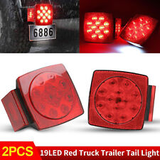 2x Led Truck Trailer Tail Lights Kit Stop Rear Turn Submersible Square Lamp 12v