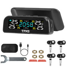 Car Tire Pressure Monitoring System Lcd Solar Wireless With 4 Internal Sensors