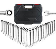 Ratcheting Combination Wrench Set Sae Metric 72 Teeth Cr-v Steel Durable 22pcs