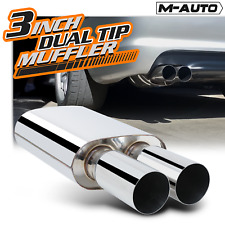 2.5inlet 3outlet Stainless Steel Chrome Straight Cut Dual Tip Exhaust Muffler