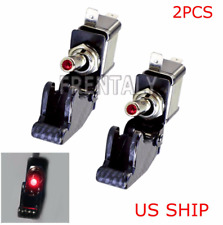2x Carbon Cover Led Toggle Switch Spst Onoff 20a Atv 12v New For Car Truck