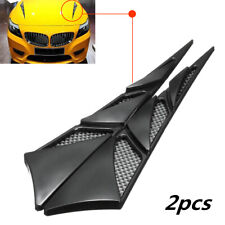 2pcs Black Simulation Car Hood Vent Side Air Flow Stickers Decor Car Accessories