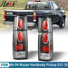 For 1986-1997 Nissan Pickup Hardbody D21 Tail Lights Rear Lamps Black Clear Lens