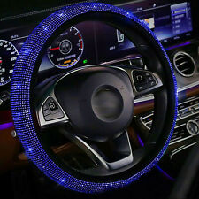 Blue Crystal Bling Rhinestone Car Steering Wheel Cover 14.5-15inch