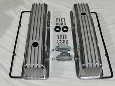 58-86 Sbc Chevy 305 350 400 Polished Aluminum Tall Retro Finned Valve Covers 