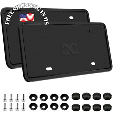 2pcs Silicone License Plate Frame Rubber License Plate Holder With Screws