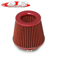 4 Inlet Aluminum Mesh Cold Short Ram Induction Air Intake Filter Red For Acura