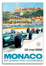 Monaco Auto Race 1966 Vintage Style Grand Prix Racing Car Poster - 20x30
