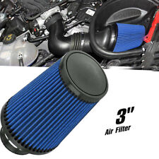 Blue 3 Inch 76mm Inlet Truck Air Filter Dryflow Clamp-on Round Cone Air Intake