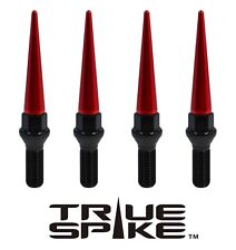 20 True Spike 14x1.5mm 40mm Shank Steel Lug Nut Bolts W Red Extended Spikes