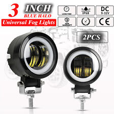 2x 3inch Round Led Work Light Bar Spot Pods Driving Fog Halo Offroad Atv Suv 4wd