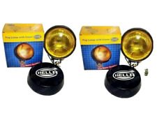 Pair Hella Round Fog Lamp Yellow Glass Cover With H3 12v 55 Bulb - Universal