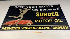 Sunoco Oil Vintage Style Dealer Promo Banner Sign Ad Mercury Sign Pennant