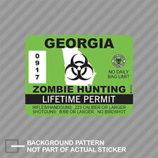 Georgia Zombie Hunting Permit Sticker Decal Vinyl Outbreak Response Team