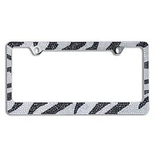 Bling Whiteblack Zebra Designed Crystal Metal License Plate Frame-c