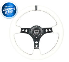 New Nrg Deep Dish Steering Wheel 350mm White Leather Black Center Rst-006bk-wt-b