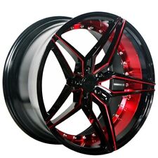 20 Staggered Ac Wheels Ac01 Gloss Black Red Inner Extreme Concave Rims C14