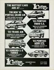 1985 Pontiac Grand Am Fiero Se Trans Am 6000 Ste Sunbird Se Vintage Print Ad