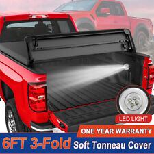 6ft Tri-fold Soft Truck Bed Tonneau Cover For 2005-2015 Toyota Tacoma W Lamp