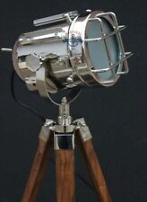 Vintage Floor Chrome Spotlight Search Light Tripod Lamp Studio Conner Decorative