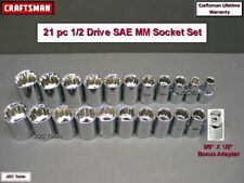 Craftsman Hand Tools 21pc 12 Sae Metric Mm 12pt Ratchet Wrench Socket Set L08