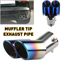 Universal Double Twin Exhaust Tip Trim Pipe Tail Muffler Chrome Stainless Steel