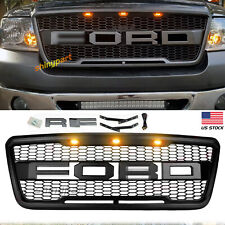 For 2004-2008 Ford F150 Raptor Style Grill Front Grille Bumper Hood Mesh W Led