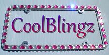 Big Clear Crystal And Hot Pink Rhinestone Sparkle Bling License Plate Frame