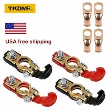 4pcs Car Battery Terminal Connectors Clamp 4x Wire Lugs Cable Ends Copper Eyelet