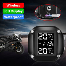 Wireless Motorcycle Tpms Tire Tyre Pressure Monitor Alarm System W 2 Sensors Us