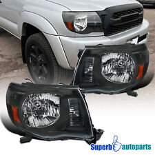 Fits 2005-2011 Toyota Tacoma Black Headlights Replacement Lamps Pair 05-11