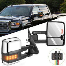 Power Chrome Smoke Led Signals Tow Mirrors Pair For 1988-1998 Gmc 150025003500