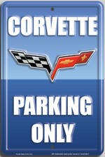 Corvette Parking Only 8 X 12 Embossed Aluminum Parking Sign Lake Blue