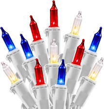 Red White Blue Christmas Lights - 4th Of July Decoration Patriotic Mini Lights
