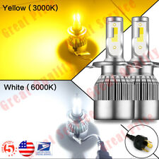 H4 9003 Led Headlight Bulbs Kit 110w 26000lm Hilo Beam Whiteyellow Dual Color