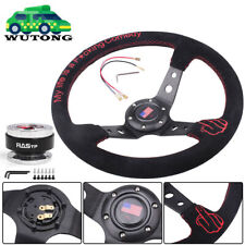 345mm Deep Dished Suede Racing Steering Wheel With Ball Quick Release Adapter